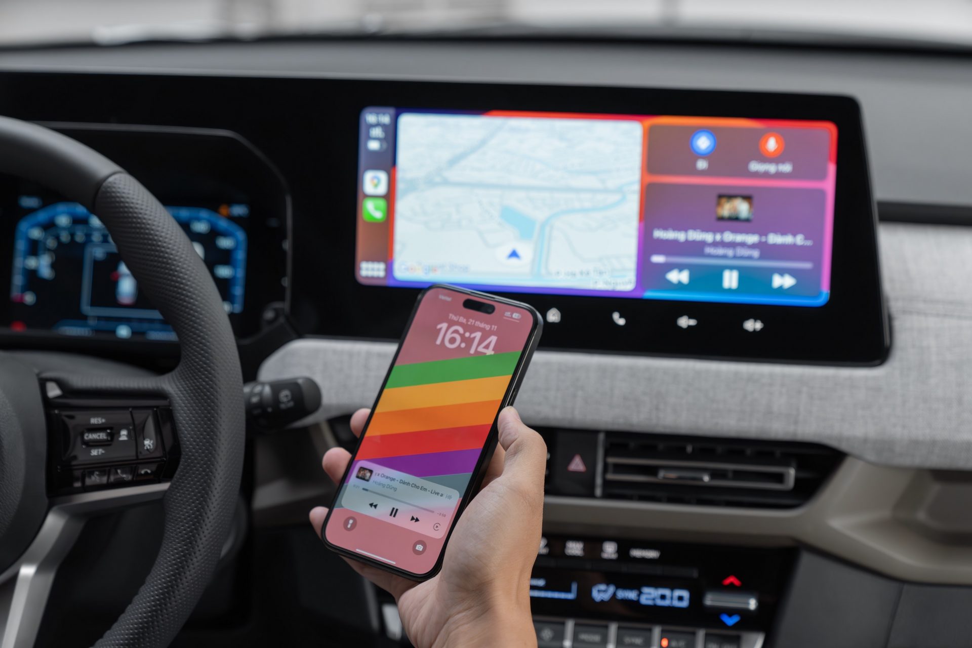 Kết nối smartphone qua màn hình giải trí xe Mitsubishi
